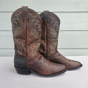 Tony Lama 2104 Brown Leather Pointed Toe Western Cowgirl Boots Women SZ 9